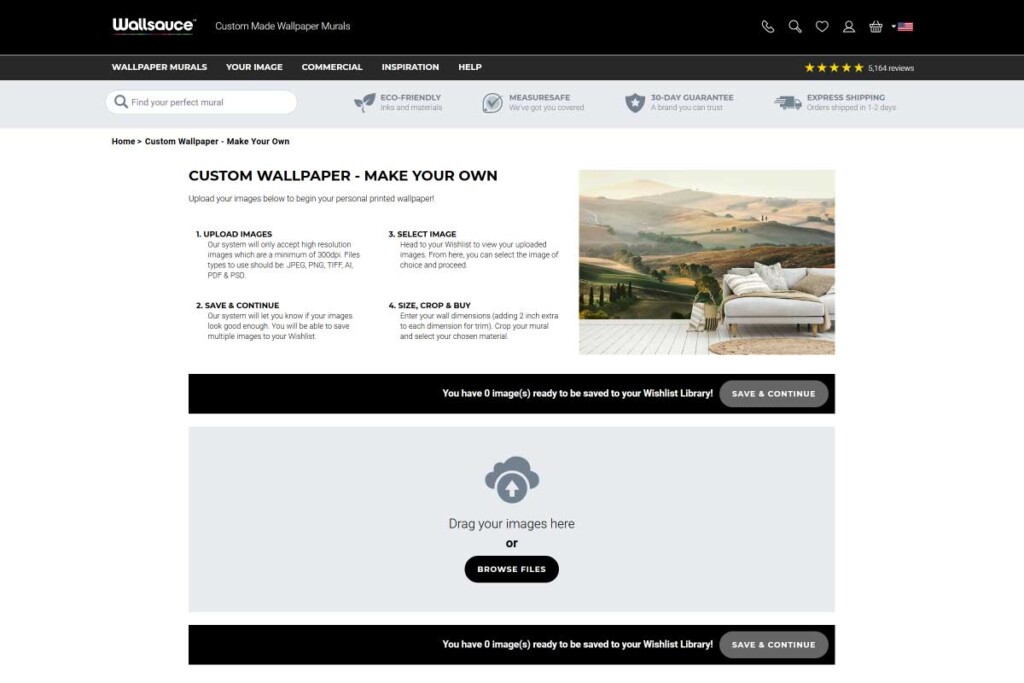Wallsauce print on demand wallpaper service