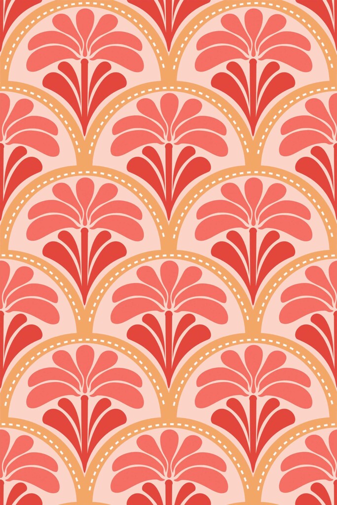 Traditional wallpaper from Fancy Walls in Coral Art Deco floral pattern