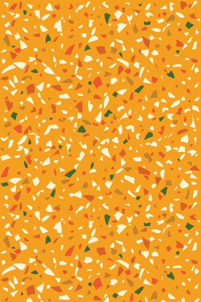 Pattern repeat of Warm Orange Terrazzo removable wallpaper design