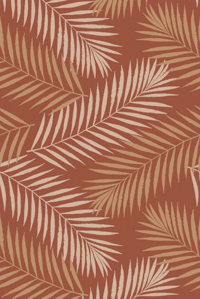 Pattern repeat of Warm tropical leaf removable wallpaper design
