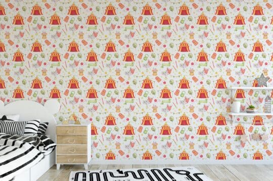 watercolor circus non-pasted wallpaper