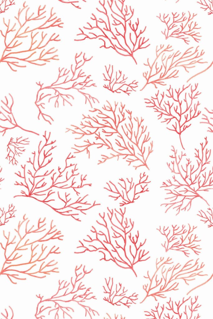Pattern repeat of Watercolor coral removable wallpaper design