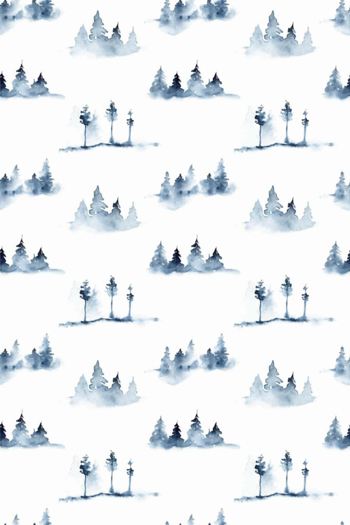 Pattern repeat of Watercolor forest removable wallpaper design