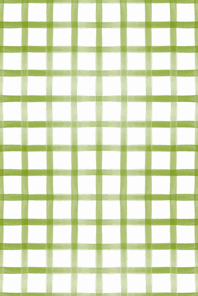 Pattern repeat of Watercolor green gingham removable wallpaper design