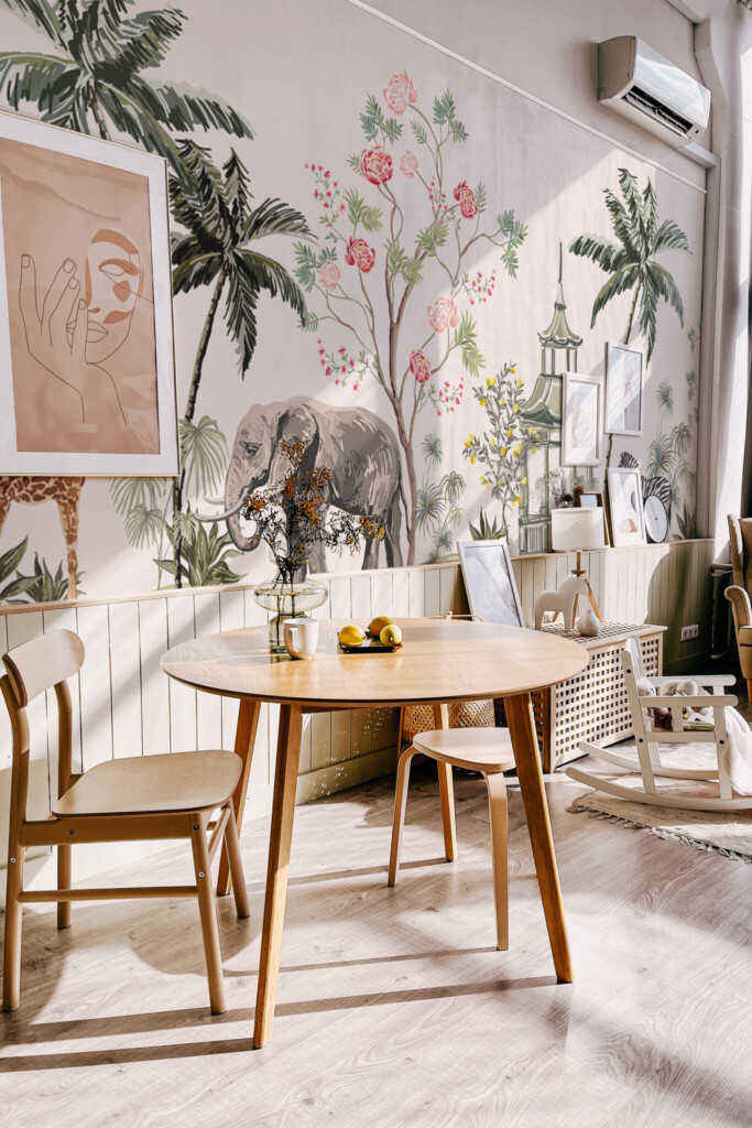 Fancy Walls tropical palm and animal peel and stick wall murals