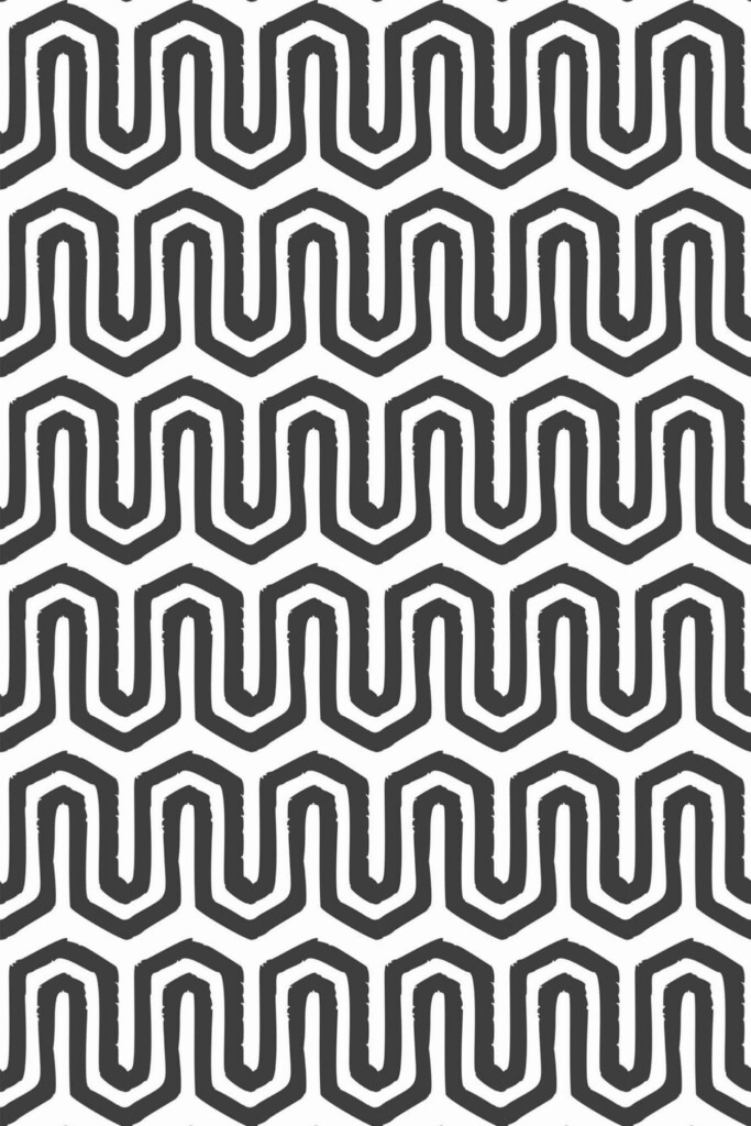 Pattern repeat of Wavy geometric removable wallpaper design