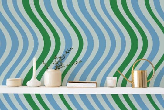 blue and green eclectic unpasted wallpaper
