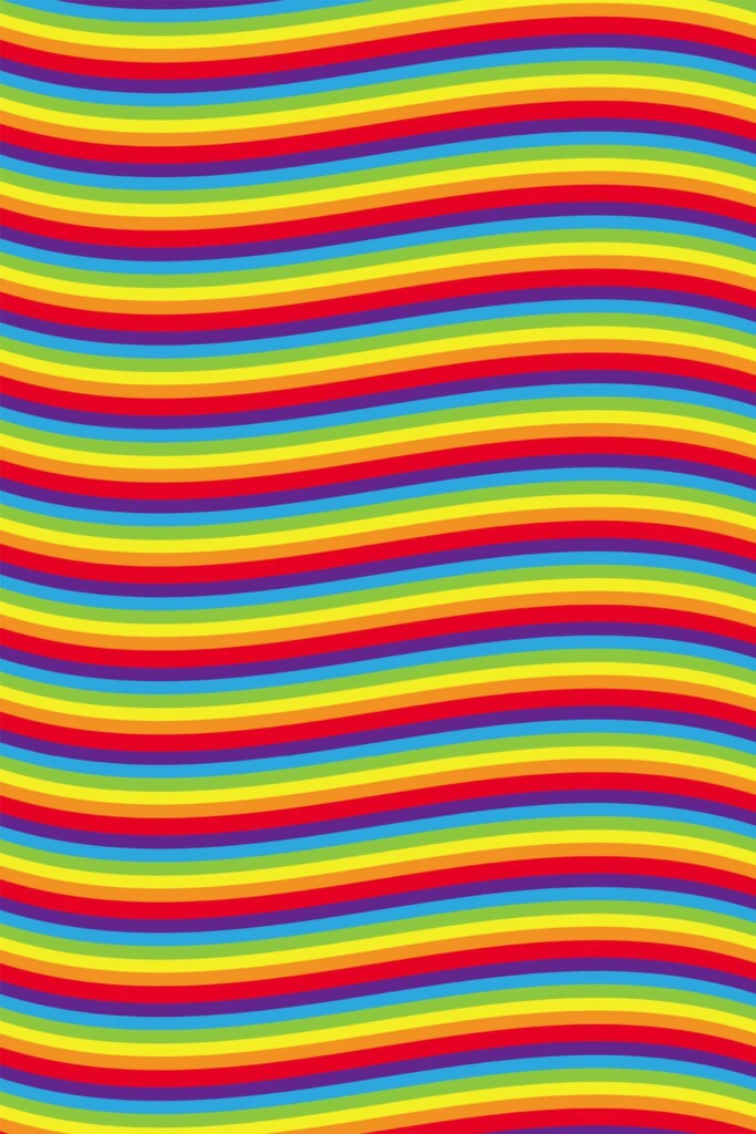 Pattern repeat of Wavy rainbow removable wallpaper design