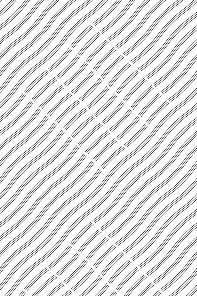 Pattern repeat of Wavy striped removable wallpaper design