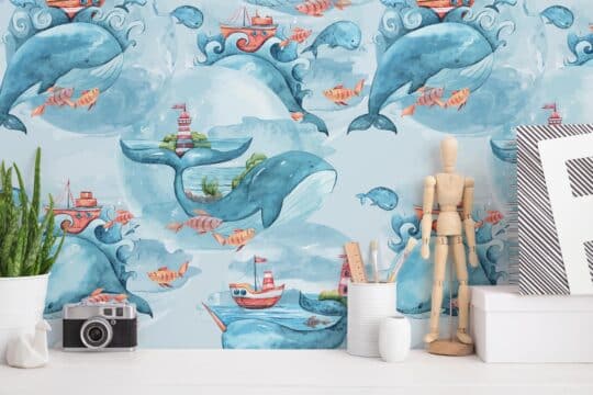 whale peel and stick wallpaper