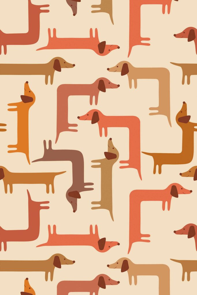 Whimsical Beige Dachshund removable wallpaper by Fancy Walls