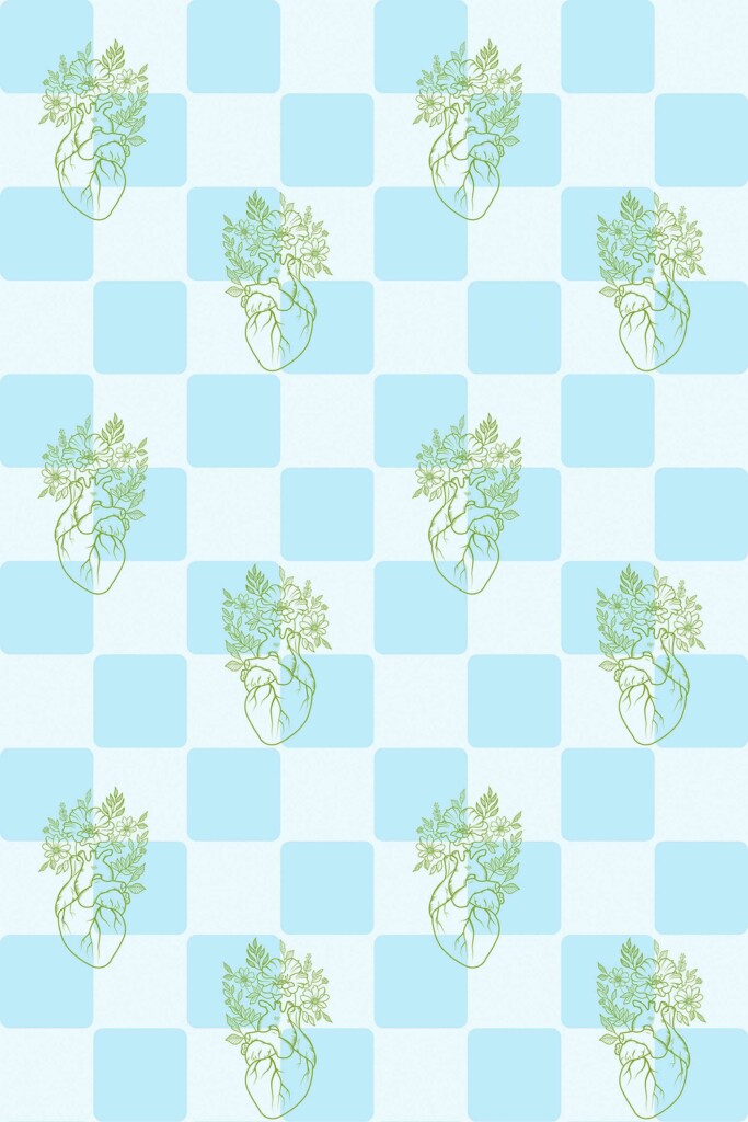 Artistic Blue Checkered Self-Adhesive Wallpaper