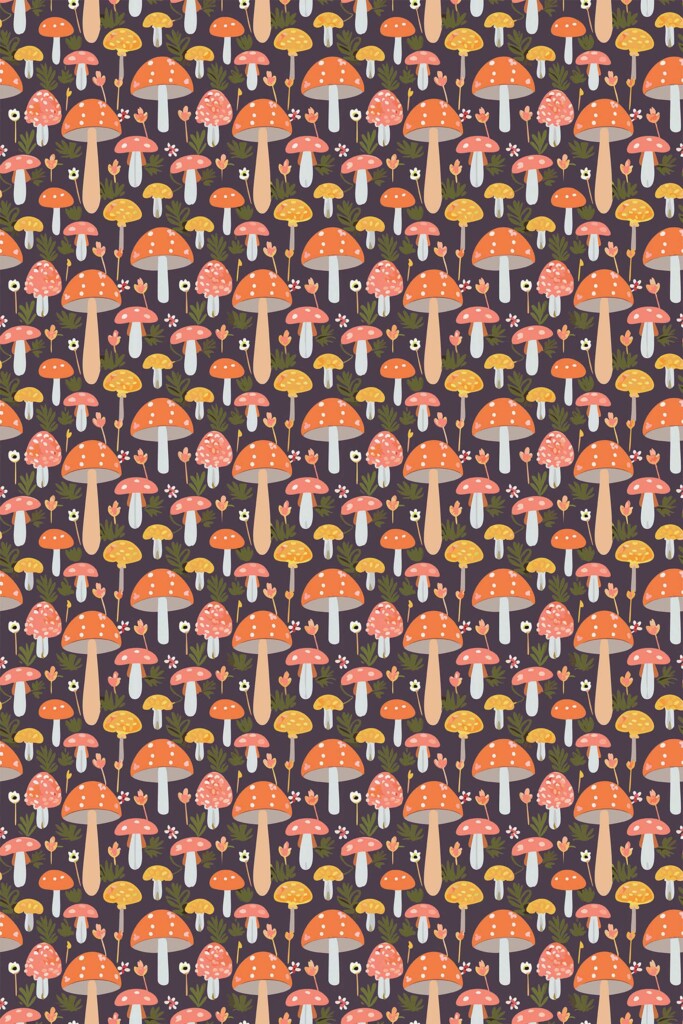Traditional wallpaper design Retro Mushroom Mélange by Fancy Walls