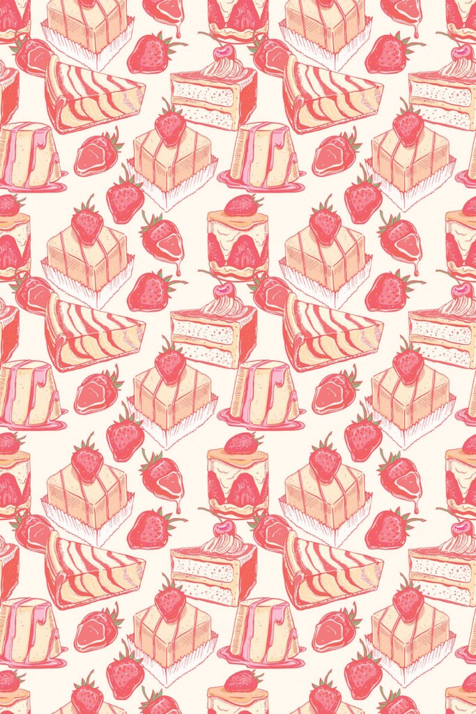 Wallpaper for walls featuring whimsical pink bakery elements from Fancy Walls