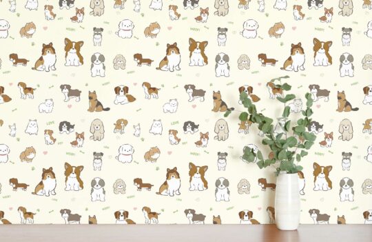 Beige Pups unpasted wallpaper by Fancy Walls