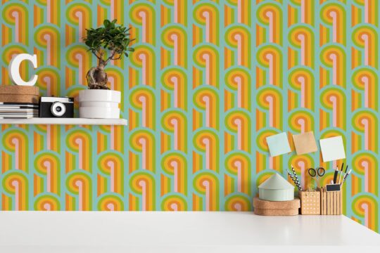whimsical retro non-pasted wallpaper