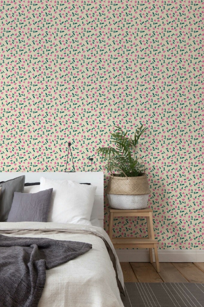 Whimsical Tulip Haven removable wallpaper from Fancy Walls