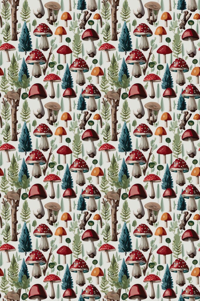Colorful Mushroom Grove self-adhesive wallpaper by Fancy Walls