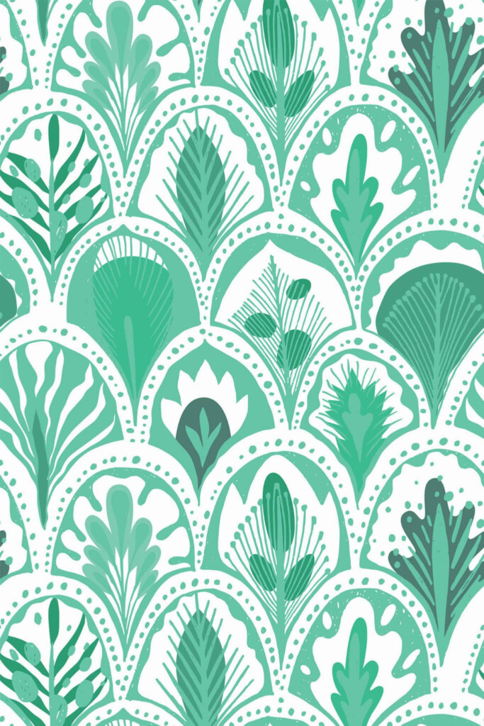 Pattern repeat of Whimsy in Turquoise Patterns removable wallpaper design