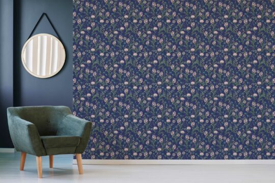 Fancy Walls' removable wallpaper featuring dark, ethereal flowers