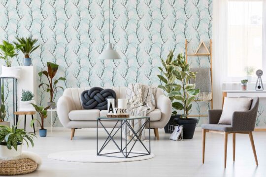 Azure Twigs unpasted wallpaper design by Fancy Walls