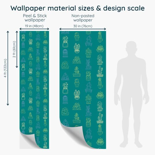 Whispers of the Teal Cactus non-pasted wallpaper by Fancy Walls