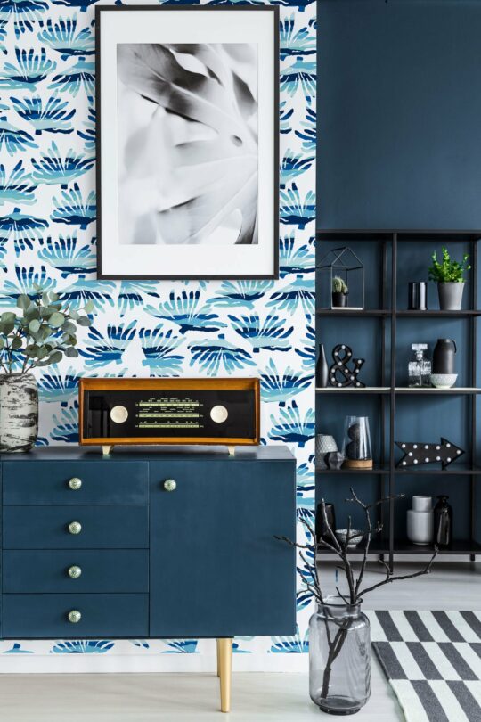 Blue coral self adhesive wallpaper