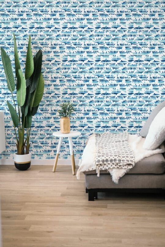 Blue coral stick on wallpaper