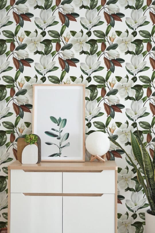 Magnolia peel and stick wallpaper