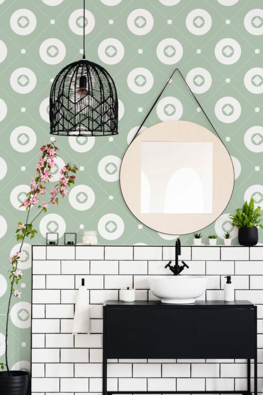 Retro tile geometric self adhesive wallpaper