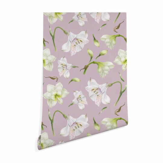 Purple and white floral sticky wallpaper