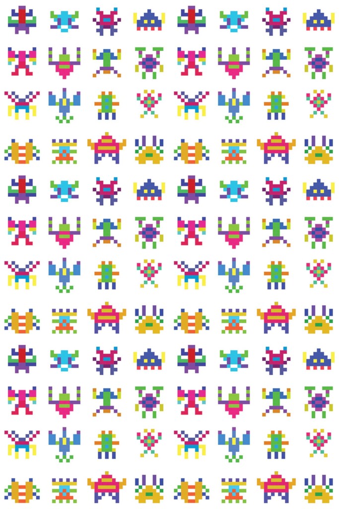 Fancy Walls removable wallpaper with playful pixel creature design