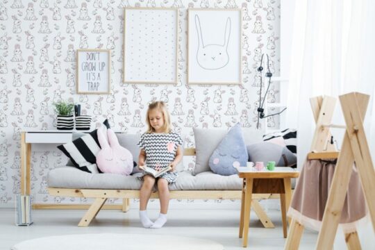 White rabbit peel stick wallpaper