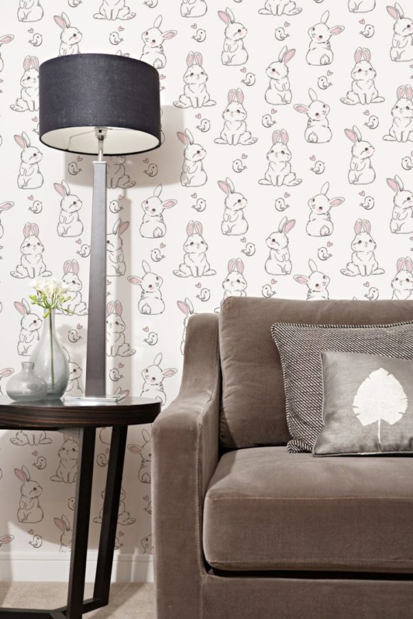 White rabbit sticky wallpaper