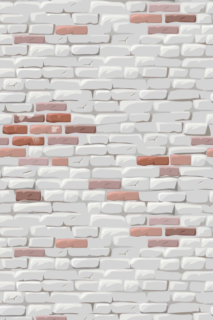 Self-Adhesive Wallpaper with White Drawn Old Bricks by Fancy Walls.