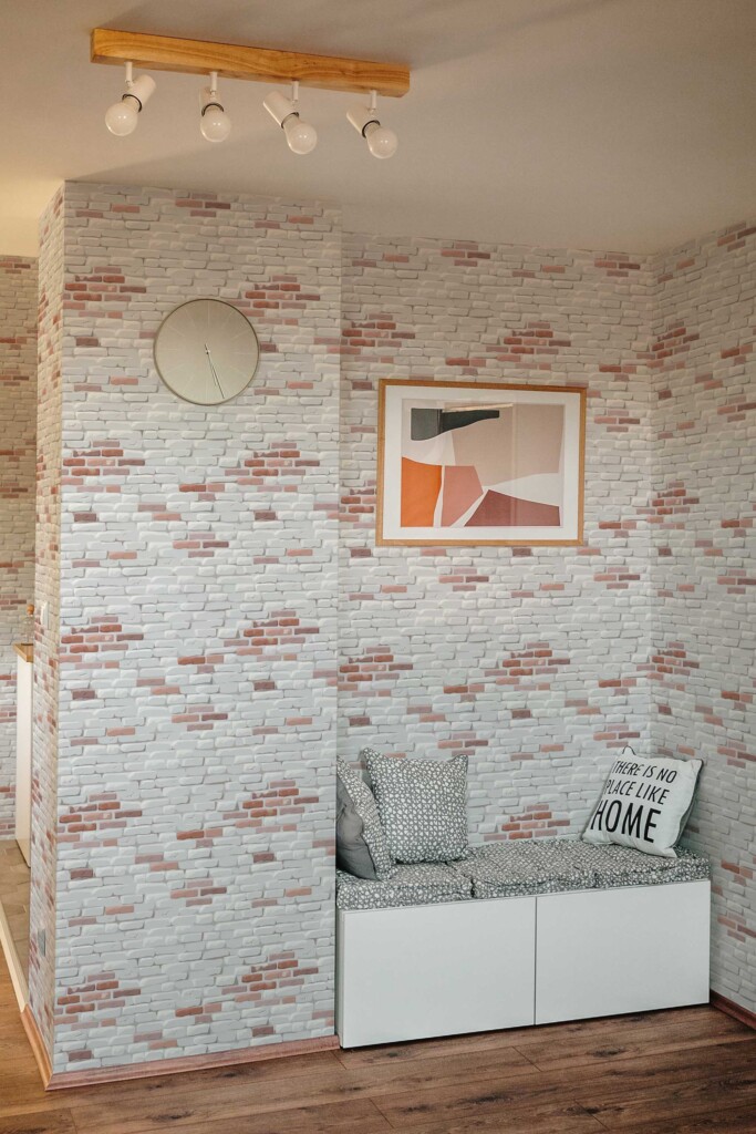 Unpasted Wallpaper featuring White Drawn Old Bricks by Fancy Walls.