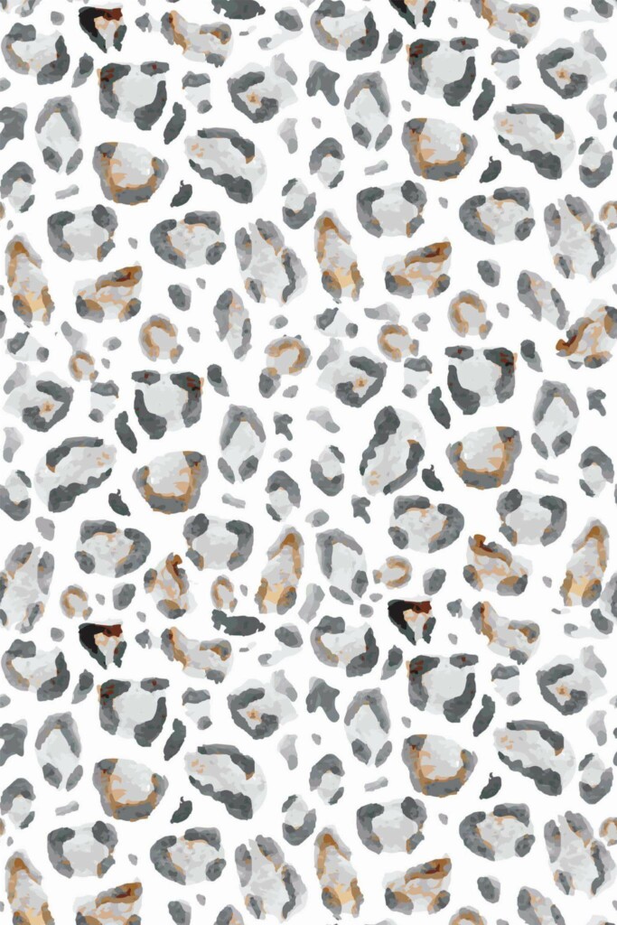 Pattern repeat of White leopard pattern removable wallpaper design