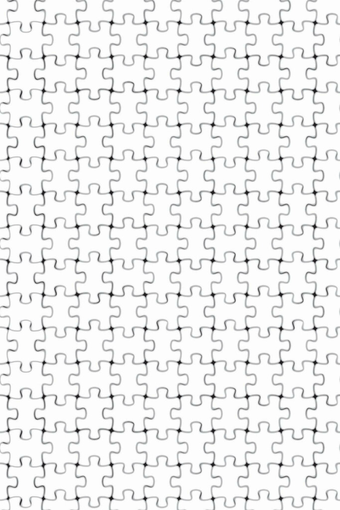 Pattern repeat of White puzzle geometric removable wallpaper design