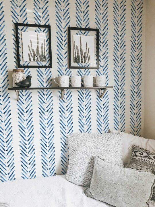 Traditional Whitewash Blue Herringbone Charm wallpaper by Fancy Walls