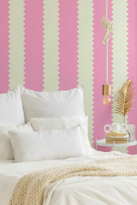 Pink Wiggles unpasted wallpaper by Fancy Walls