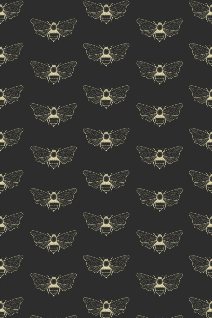 Pattern repeat of Wild bee removable wallpaper design