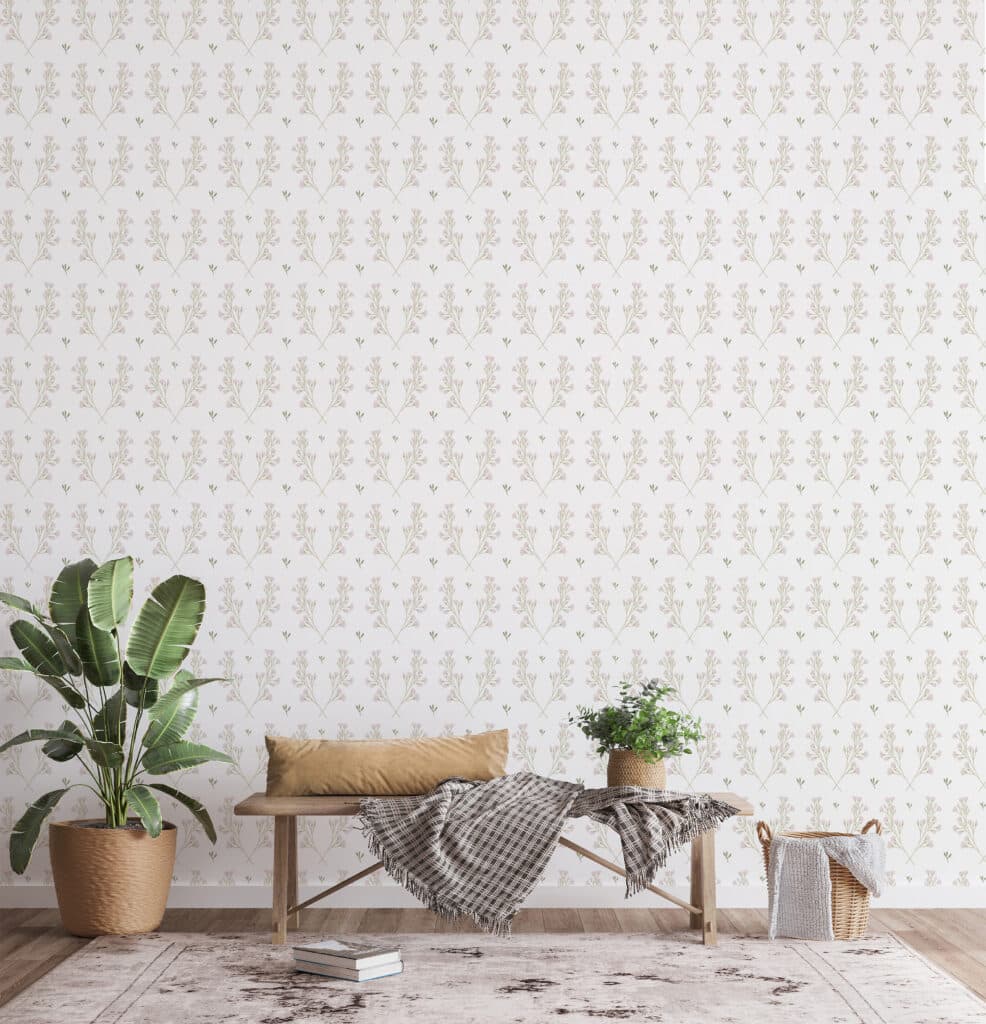 Minimalist wildflower wallpaper - Peel and Stick or Non-Pasted