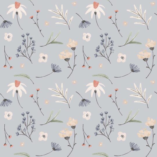 wildflower blue traditional wallpaper