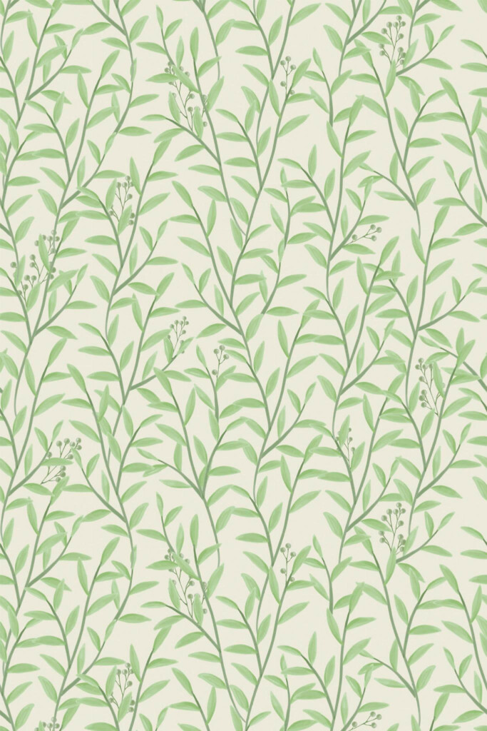 Pattern repeat of Willow Branch Greenery removable wallpaper design