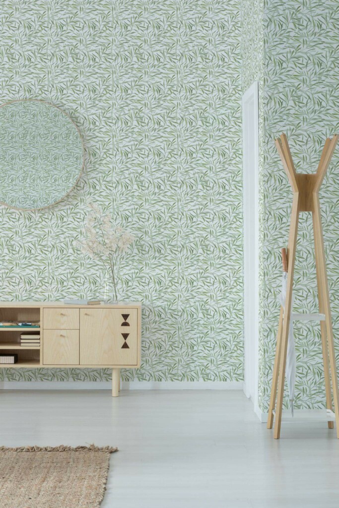 Minimal style entryway decorated with Willow peel and stick wallpaper