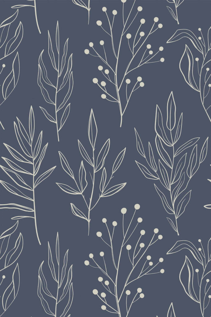 Pattern repeat of Winter leaf removable wallpaper design
