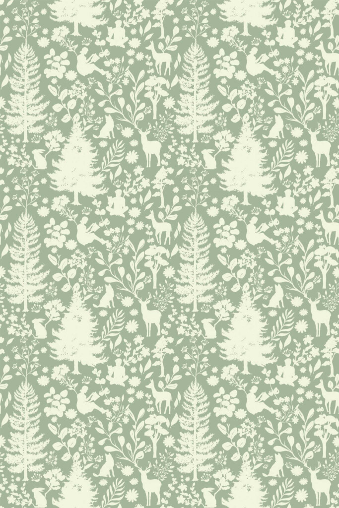 Pattern repeat of Woodland removable wallpaper design