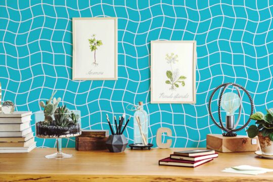 geometric blue traditional wallpaper