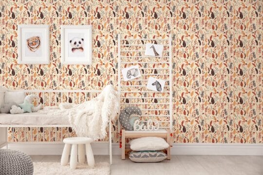 yellow and brown neutral unpasted wallpaper