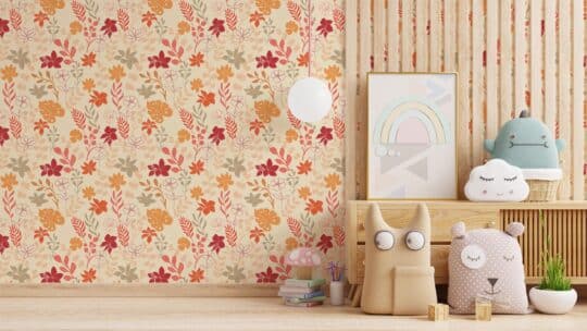 yellow and orange cozy unpasted wallpaper